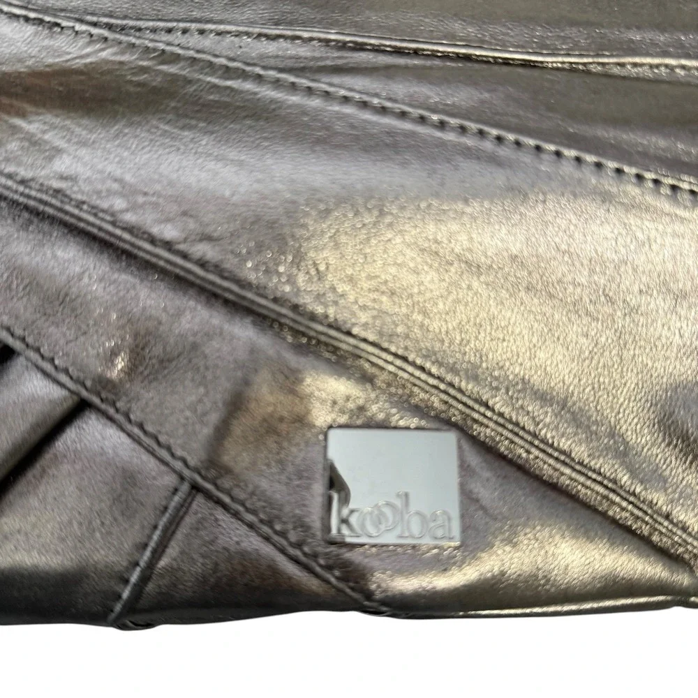 Kooba Silver Lame Metallic  Clutch With‎ Side Bow Y2K